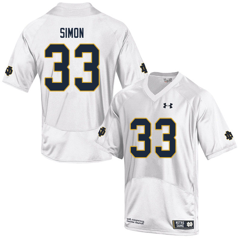 Men's NCAA Notre Dame Fighting Irish #33 Shayne Simon Stitched College Under Armour Authentic White Football Jersey KT10O10JU